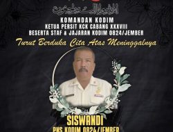 Kodim 0824 Jember Berduka Cita atas Meninggalnya PNS Bagian Penerangan, Siswandi