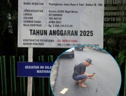 Proyek Jalan A. Yani – Kalbut Diduga Tak Sesuai Spesifikasi, Potensi Kerugian Negara Capai Ratusan Juta