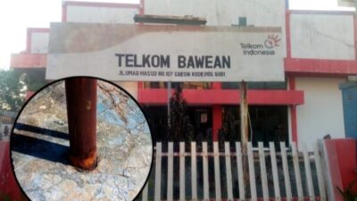 Ancam Keselamatan Pengguna Jalan, LSM GMBI Sangkapura Desak PT Telkom Segera Perbaiki Tiang Nyaris Roboh di Desa Sawahmulya