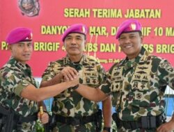 Danbrigif 4 Mar/BS Pimpin Sertijab Empat Jabatan Strategis di Lingkungan Brigif 4 Mar/BS