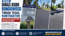 Diduga Kurangi Ketebalan Aspal, LSM Teropong Desak Dinas BSBK Bondowoso Tindak Tegas Kontraktor