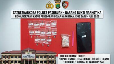 Satresnarkoba Polres Pasuruan Ringkus Tiga Pengedar Sabu dalam Lima Hari
