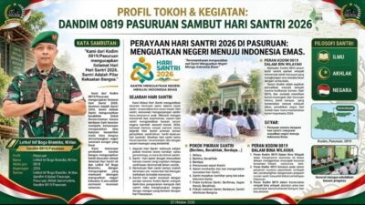 Kodim 0819/Pasuruan Ucapkan Selamat Hari Santri 2026: “Santri Menguatkan Negeri Menuju Indonesia Emas”